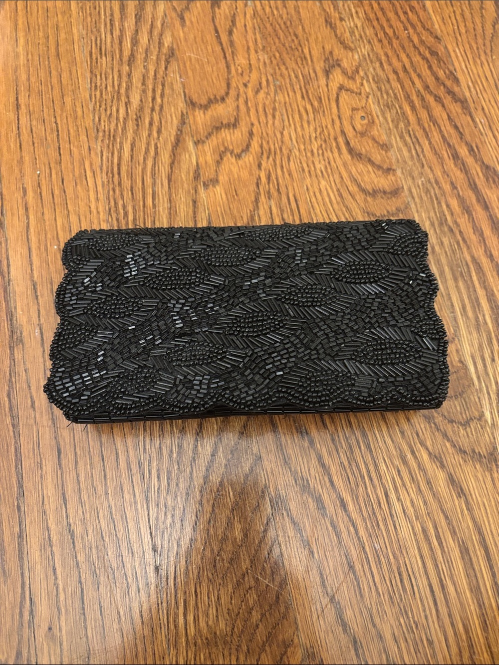 Black Beaded Evening Clutch Wallet